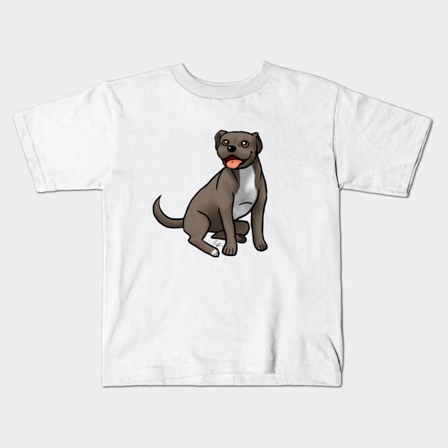 Dog - American Pit Bull - Brown Kids T-Shirt by Jen's Dogs Custom Gifts and Designs